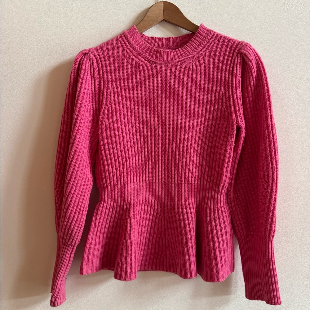 Rebecca Taylor Pink Crew Neck Peplum Sweater